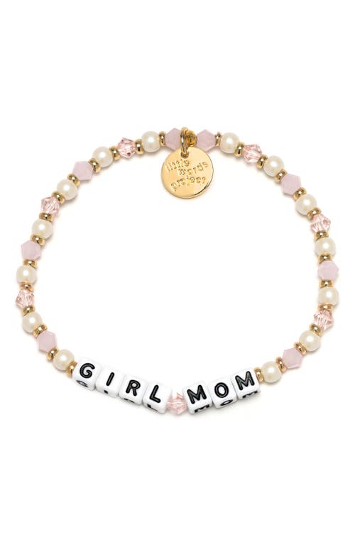 Little Words Project Girl Mom Beaded Stretch Bracelet in Pink Multi 