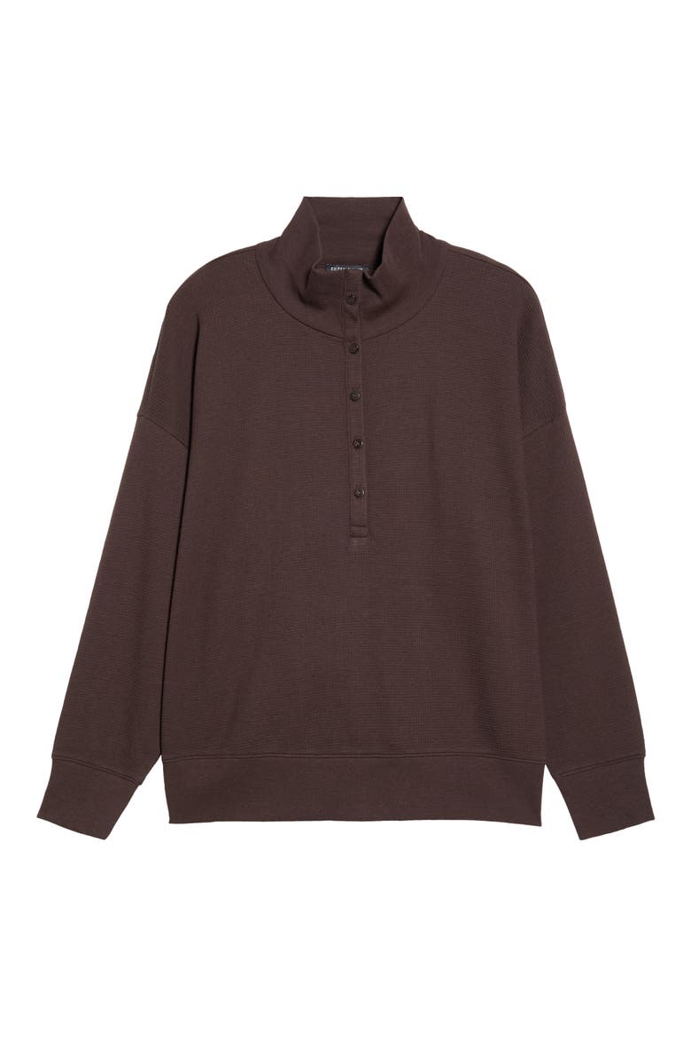 High Collar Henley Top, Alternate, color, COFFEE