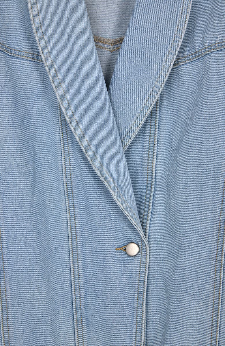 SAACHI Embellished Knit Sleeve Denim Jacket, Alternate, color, Denim