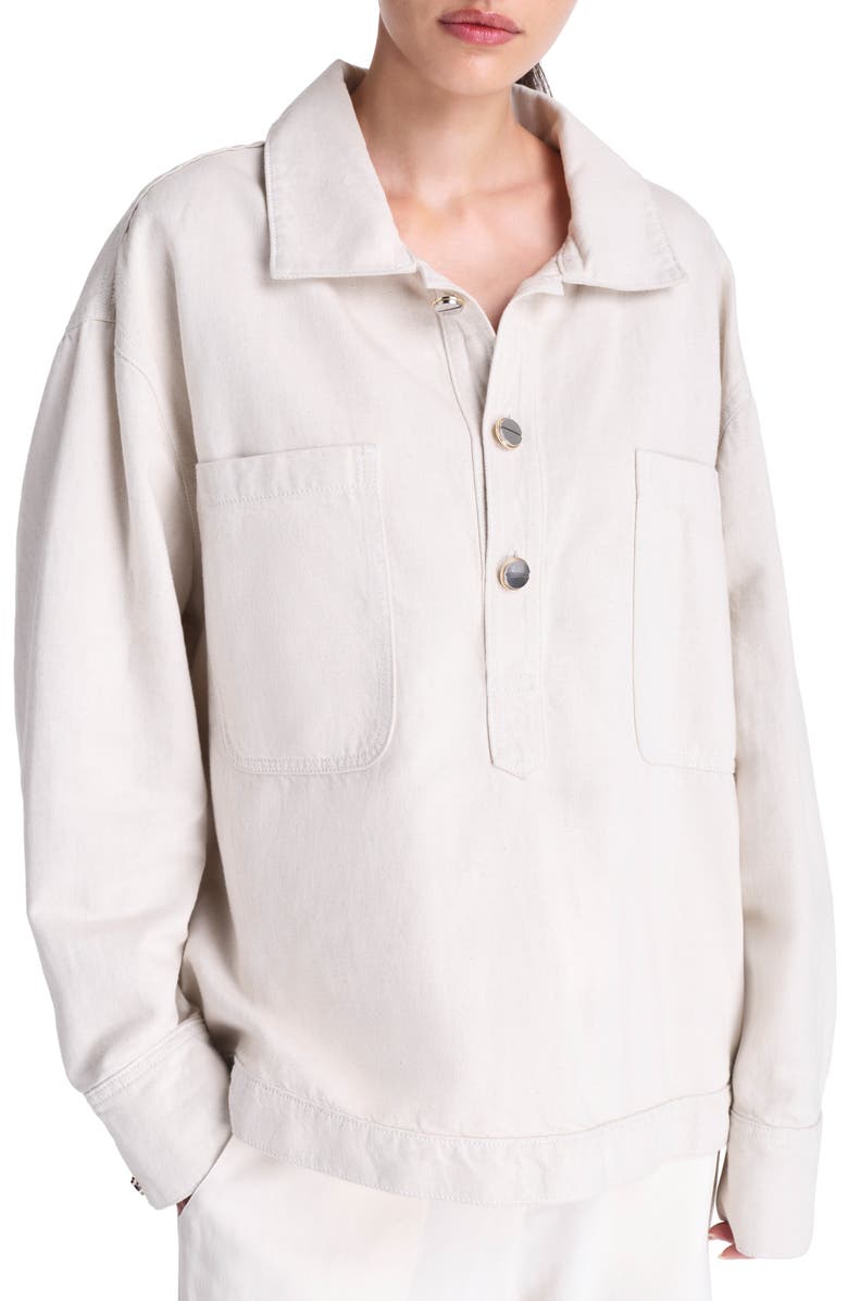 TWP At Ease Stretch Cotton Shirt, Main, color, Natural