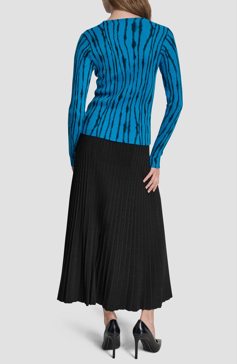 DKNY Dye Print Rib Sweater, Alternate, color, Blue Placed Graffiti