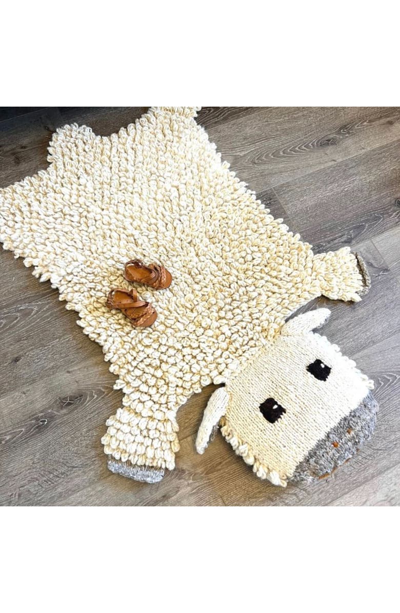 Finn + Emma Organic Wool Play Mat + Nursery Rug | Sheep, Main, color, White