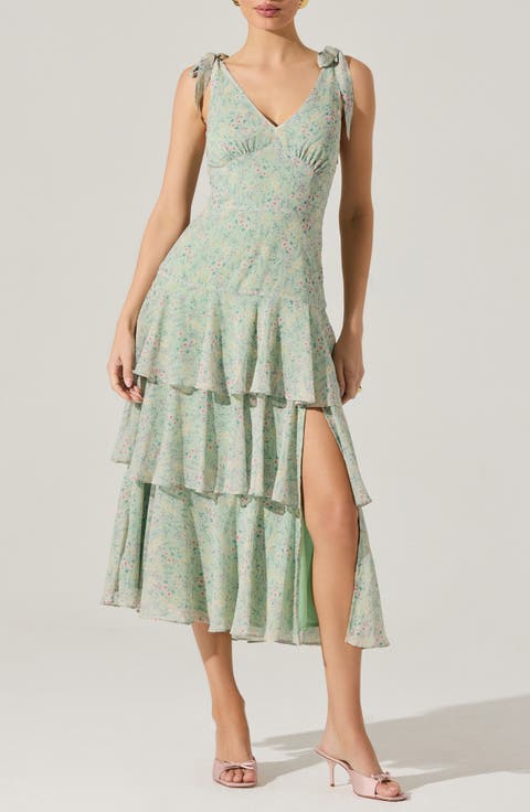 Tiered Shoulder Tie Dress