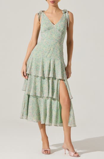 astr the label dress green ASTR The Label McKinley Green Cotton Belted Midi Dress main image 0
