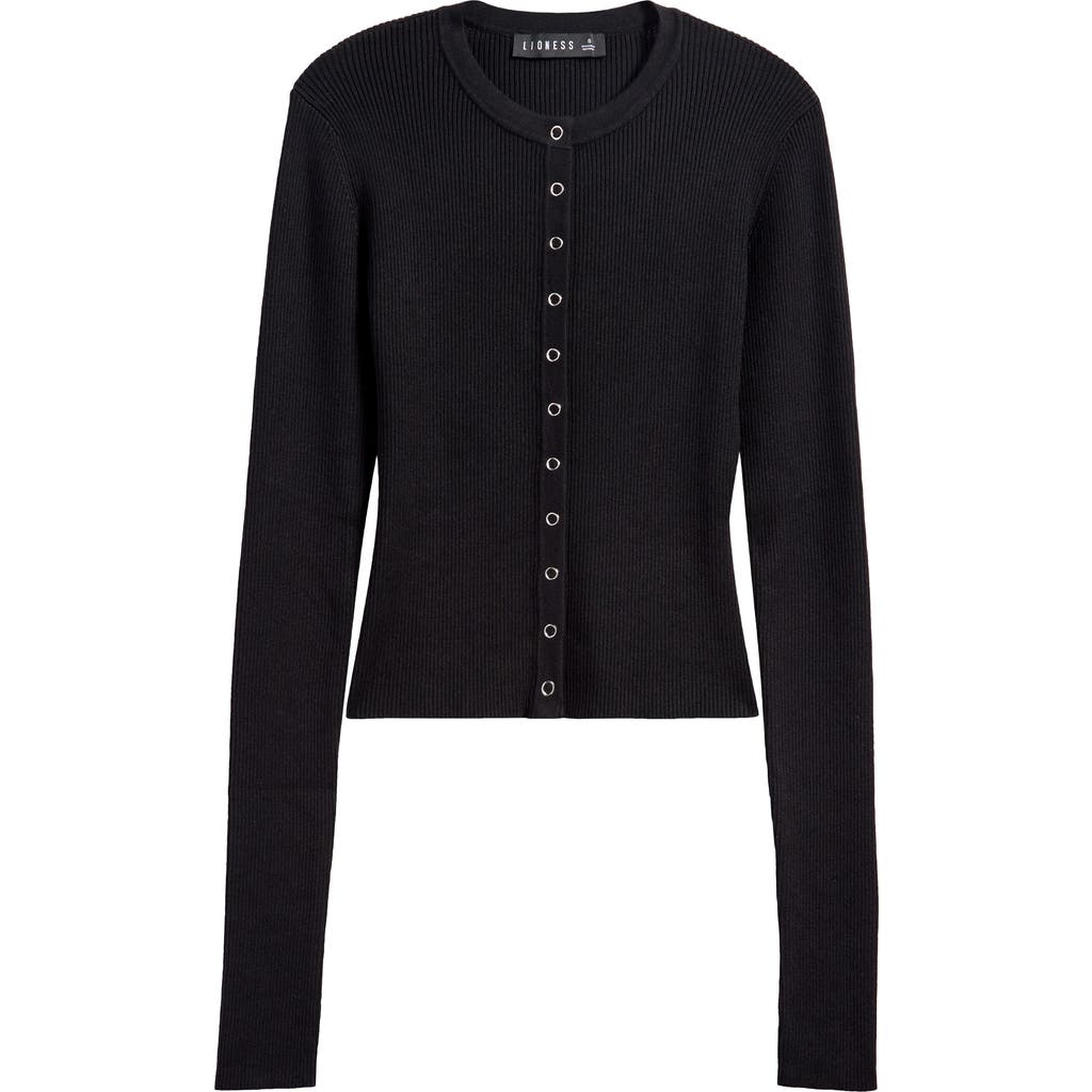 Lioness Ivy League Rib Snap-up Top In Onyx
