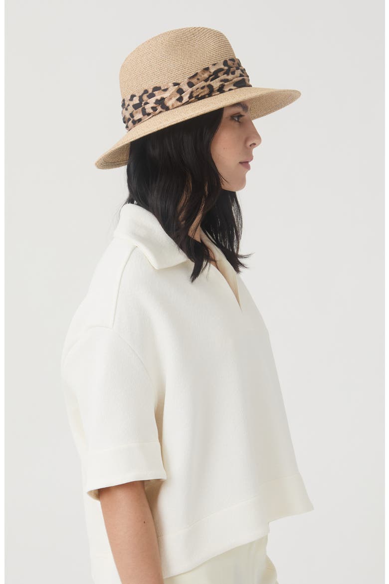 Courtney UPF 25+ Packable Straw Fedora, Alternate, color, SAND