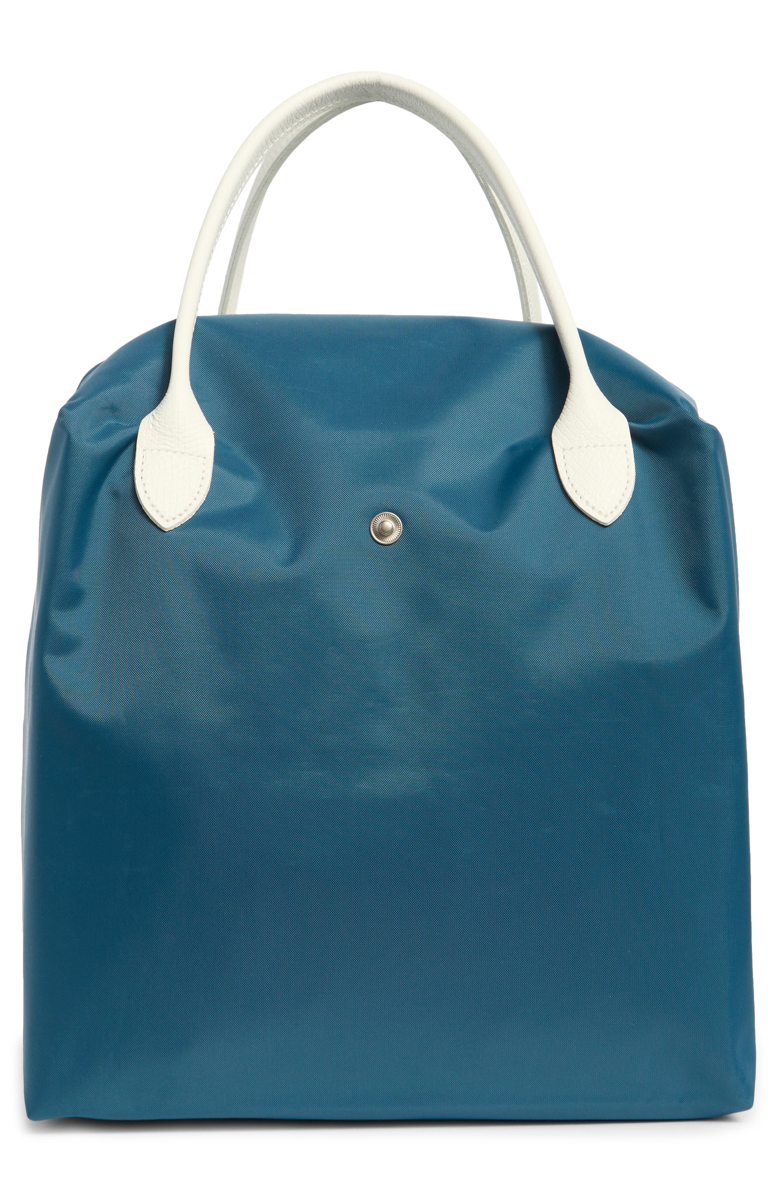 Longchamp Medium Cube Tote Bag, Alternate, color, Blue/ White