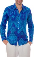 RANEES Paisley Linen Blend Button-Up Shirt