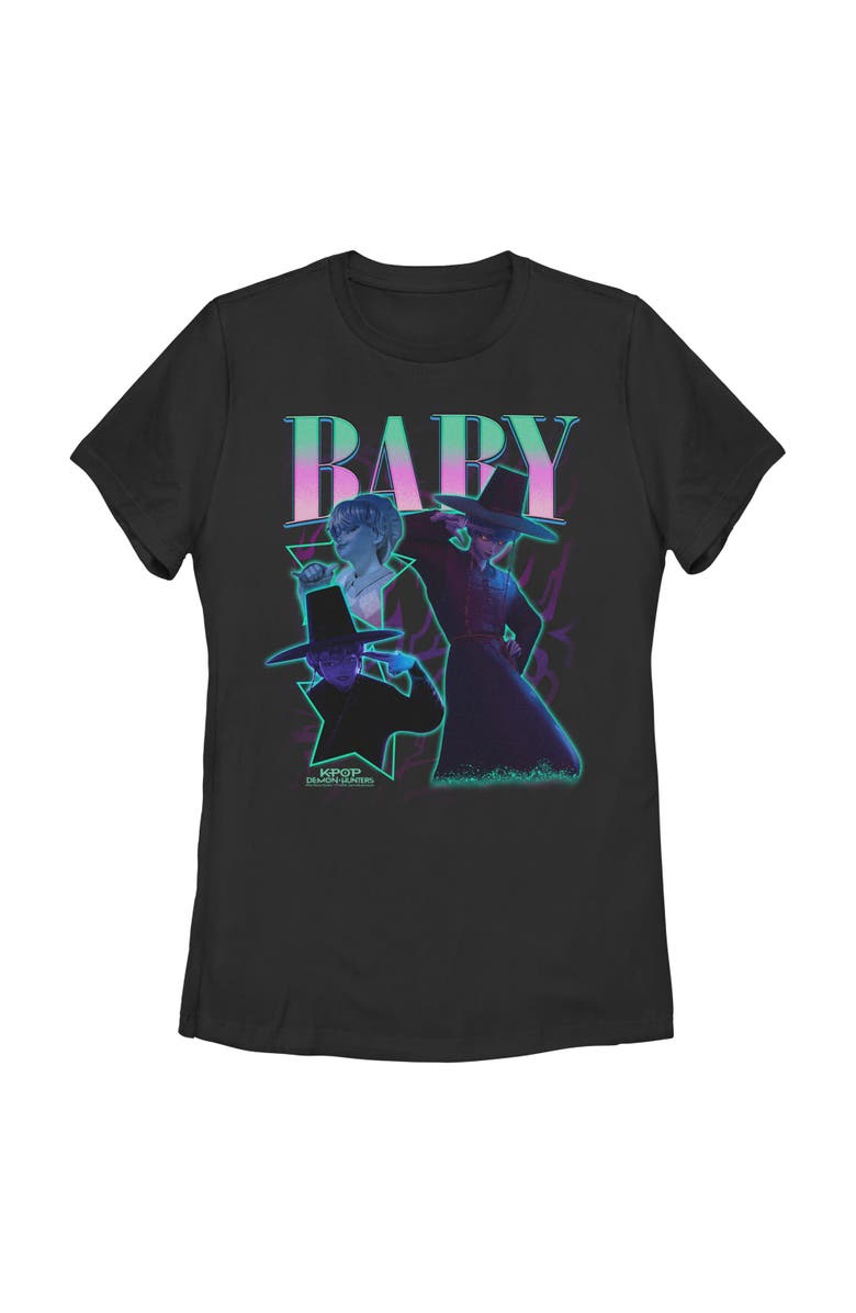 KPop Demon Hunters Women's KPop Demon Hunters Baby Saja Collage Graphic T-Shirt, Main, color, Black