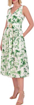 Vince Camuto Sleeveless Floral Cotton Midi Sundress