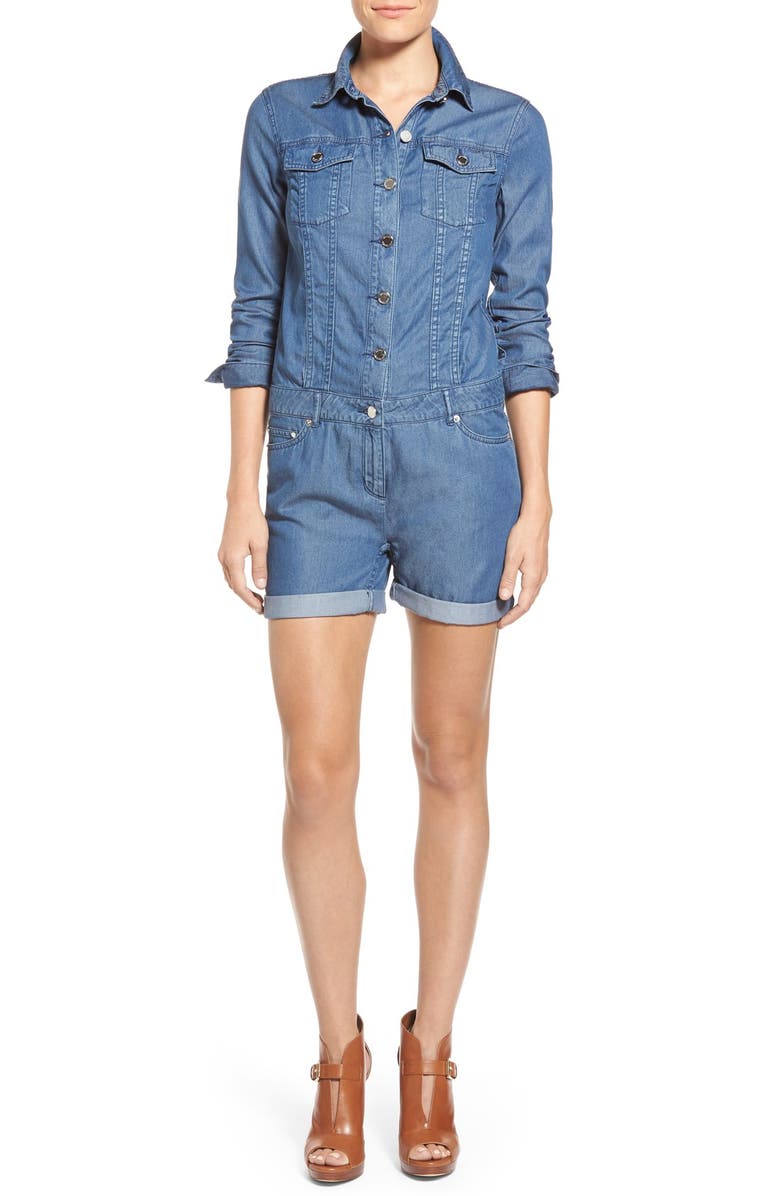 MICHAEL Michael Kors Denim Romper, Main, color, 