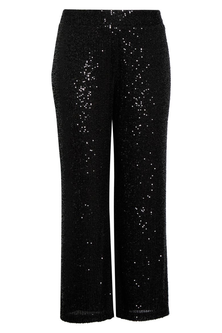 Sequin Wide Leg Pants, Main, color, BLACK