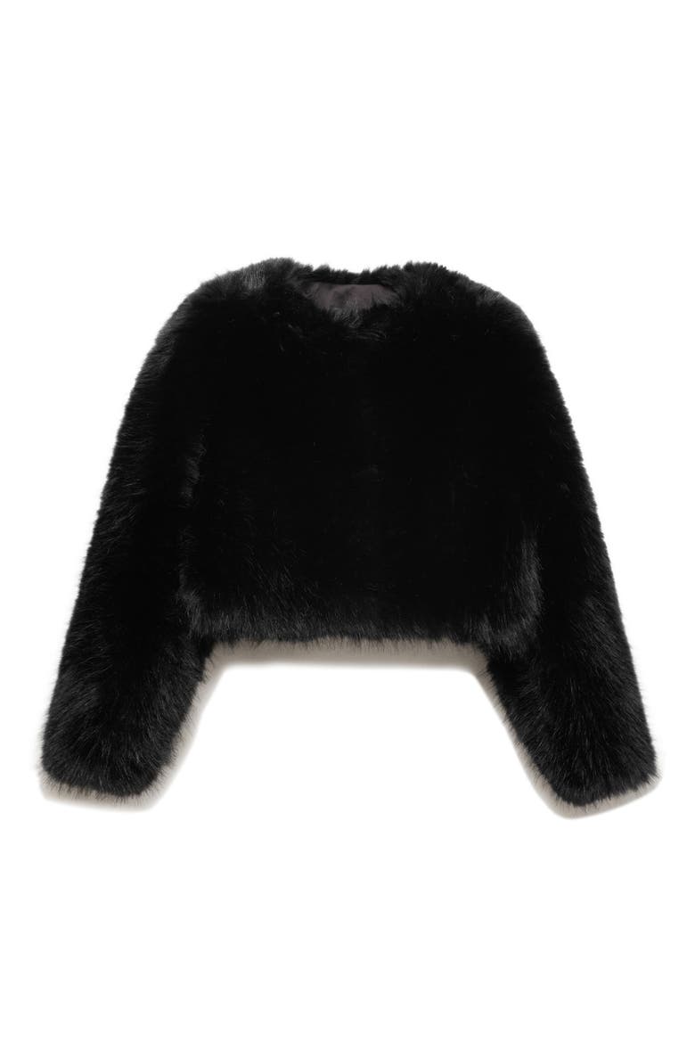 Boleta Faux Fur Crop Jacket, Alternate, color, BLACK