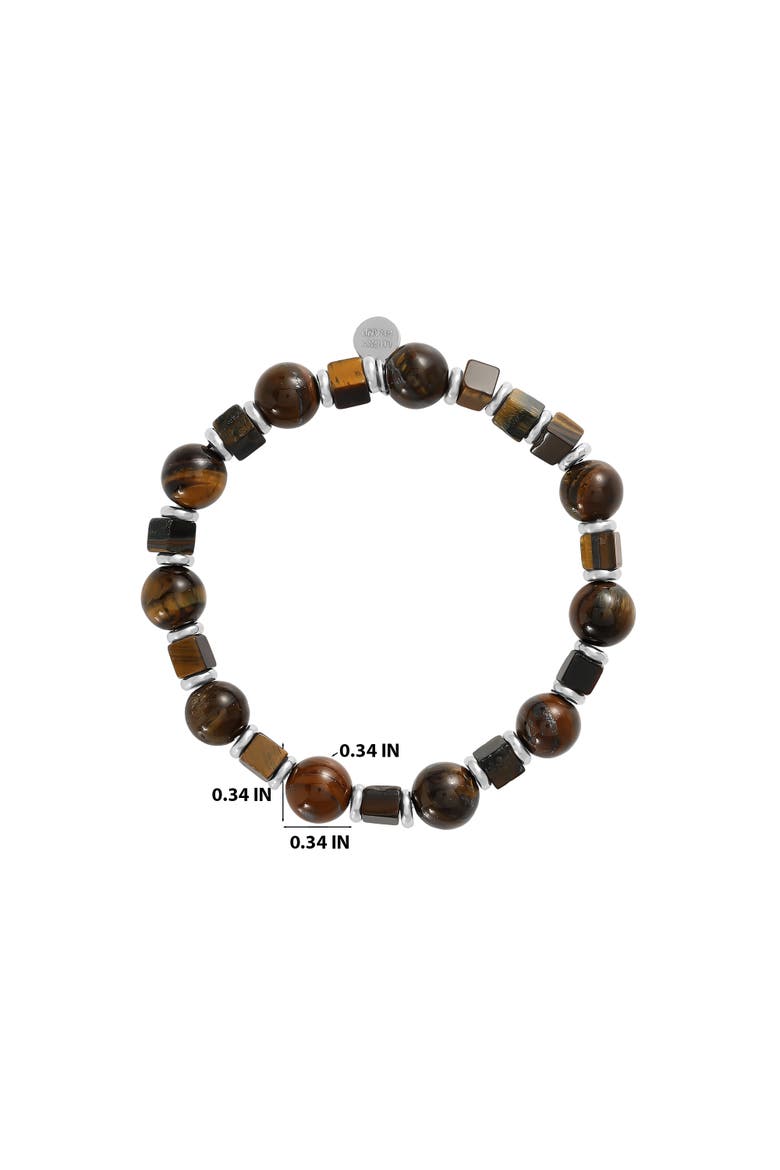 Men's Tiger Eye & Hematite Beaded Stretch Bracelet, Alternate, color, Brown
