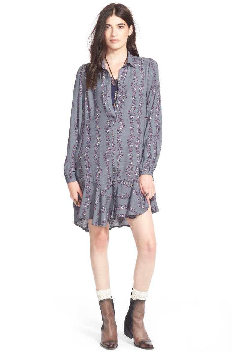 Button Front Shirtdress, Main, color, SMOKE COMBO