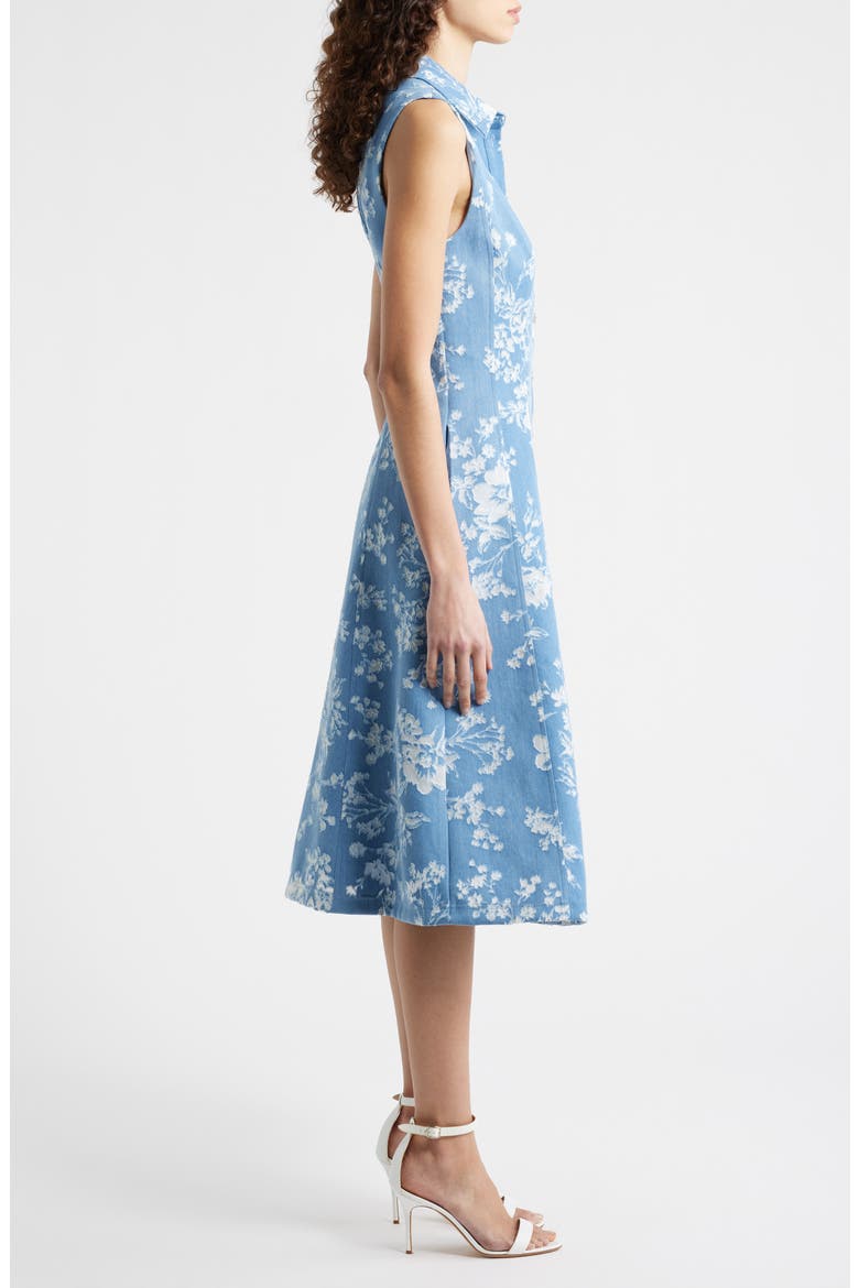 The Gabby Floral Burnout Denim Midi Dress, Alternate, color, LIGHT DENIM