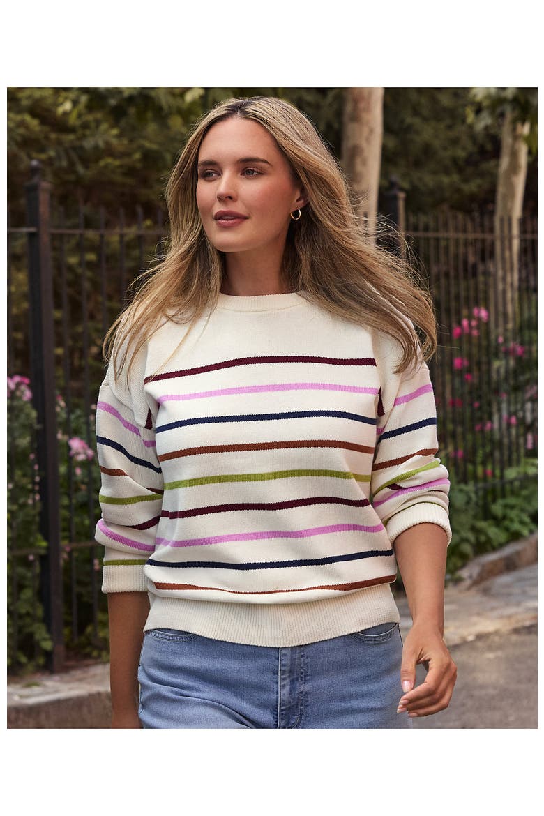 Tall Drifter Crew Neck Sweater, Alternate, color, Fresh Ivory Multi Stripe