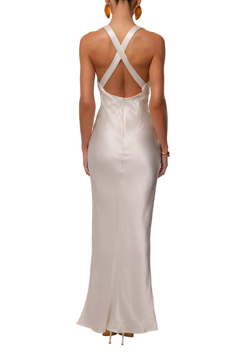Satin Evenings Maxi Dress, Alternate, color, Ivory