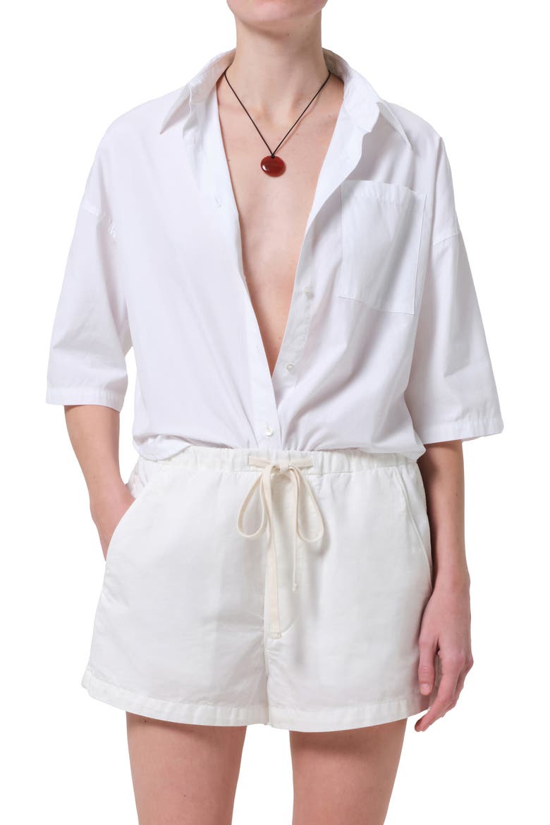 Frances Cape Cotton Cropped Button-Up Shirt, Main, color, OPTIC WHITE