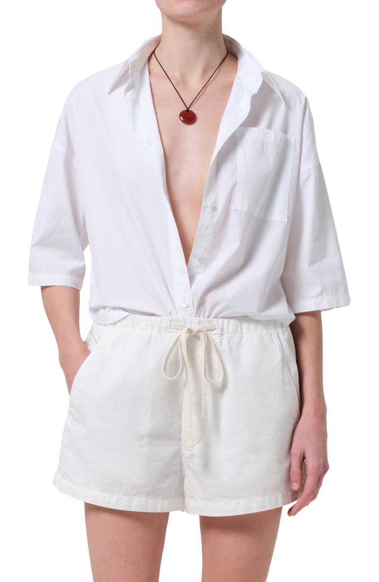 Citizens of Humanity Frances Cape Cotton Cropped Button-Up Shirt, Main, color, Optic White