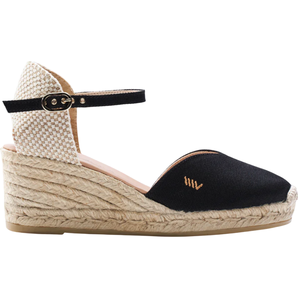 Viscata Reus Canvas Espadrille Wedges In Black