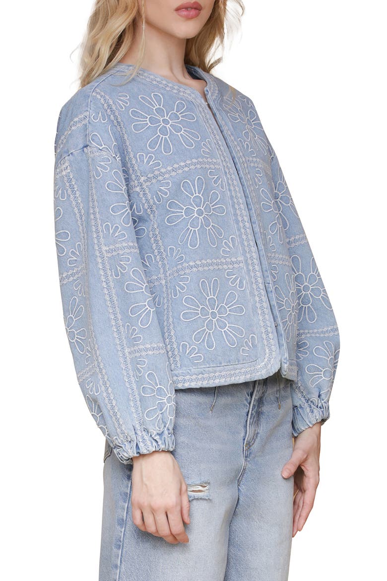 Floral Embroidered Crop Barn Jacket, Alternate, color, LIGHT VINTAGE WASH