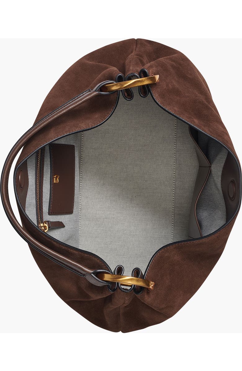 Donna Karan New York Glenwood Suede Shoulder, Alternate, color, Chocolate