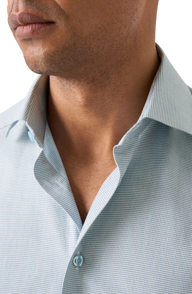 Eton Slim Fit Microprint Cotton Dress Shirt, Alternate, color, Green