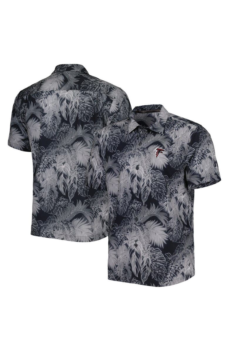 Tommy Bahama Men's Tommy Bahama Black Atlanta Falcons Coast Luminescent Fronds Camp IslandZone Button-Up Shirt, Alternate, color, Black