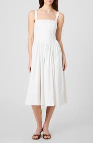 French Connection Fitted Bodice Cotton Blend Midi Dress