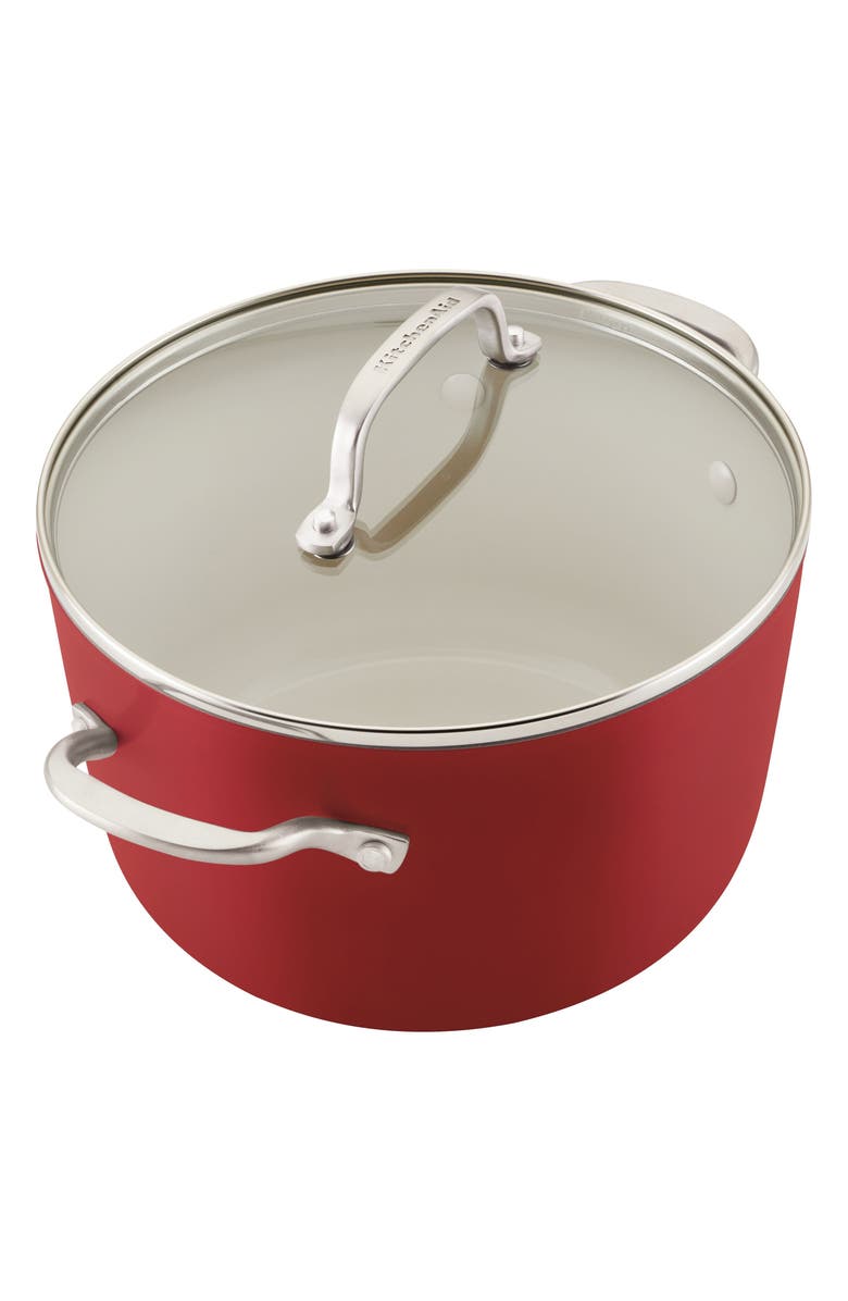 KITCHENAID Hard Anodized Ceramic Aluminum Nonstick 10-Piece Cookware Set with Lids, Alternate, color, Red