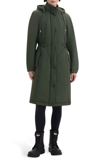 Hunter Isabelle Water Repellent Crinkle Padded Coat In Green