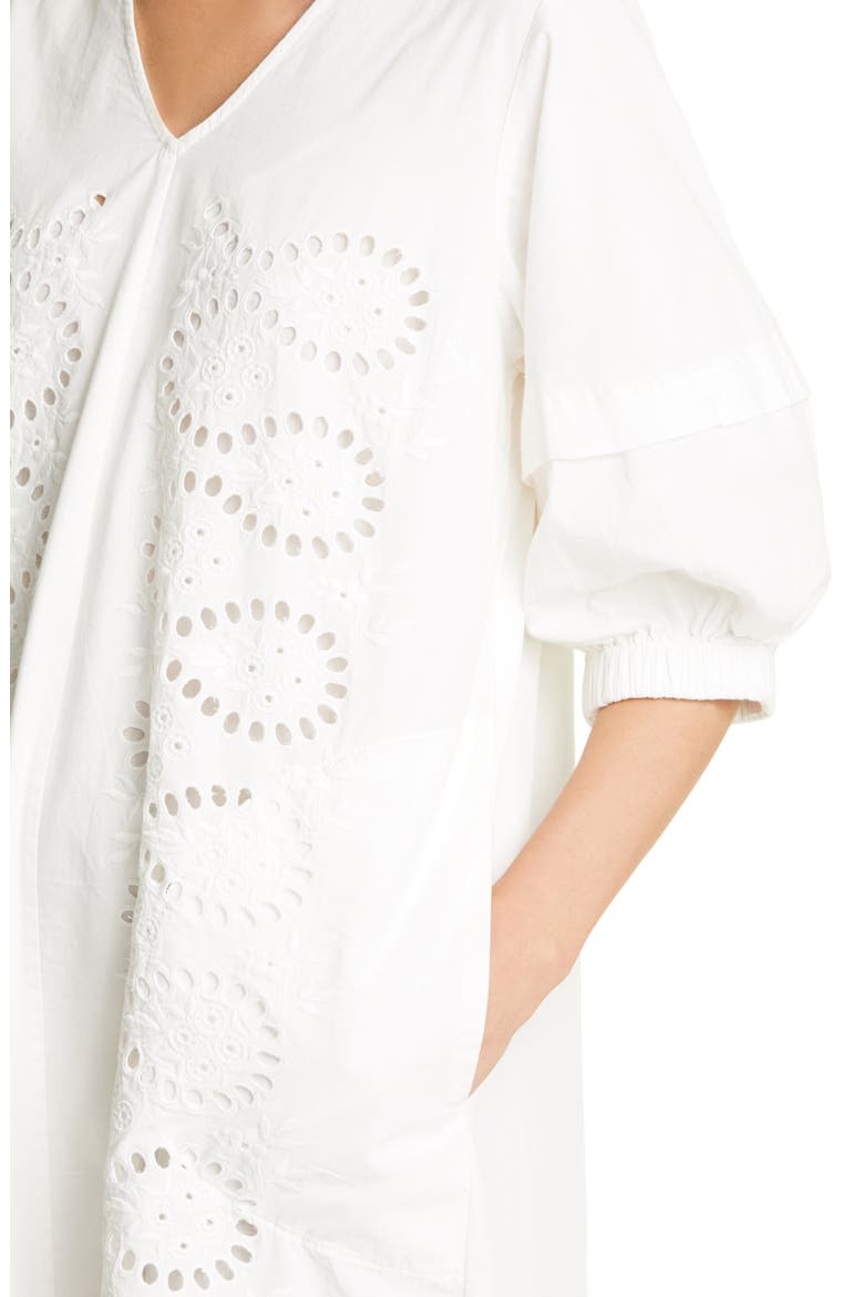 Marina Relaxed Eyelet Midi Dress, Alternate, color, WHITE