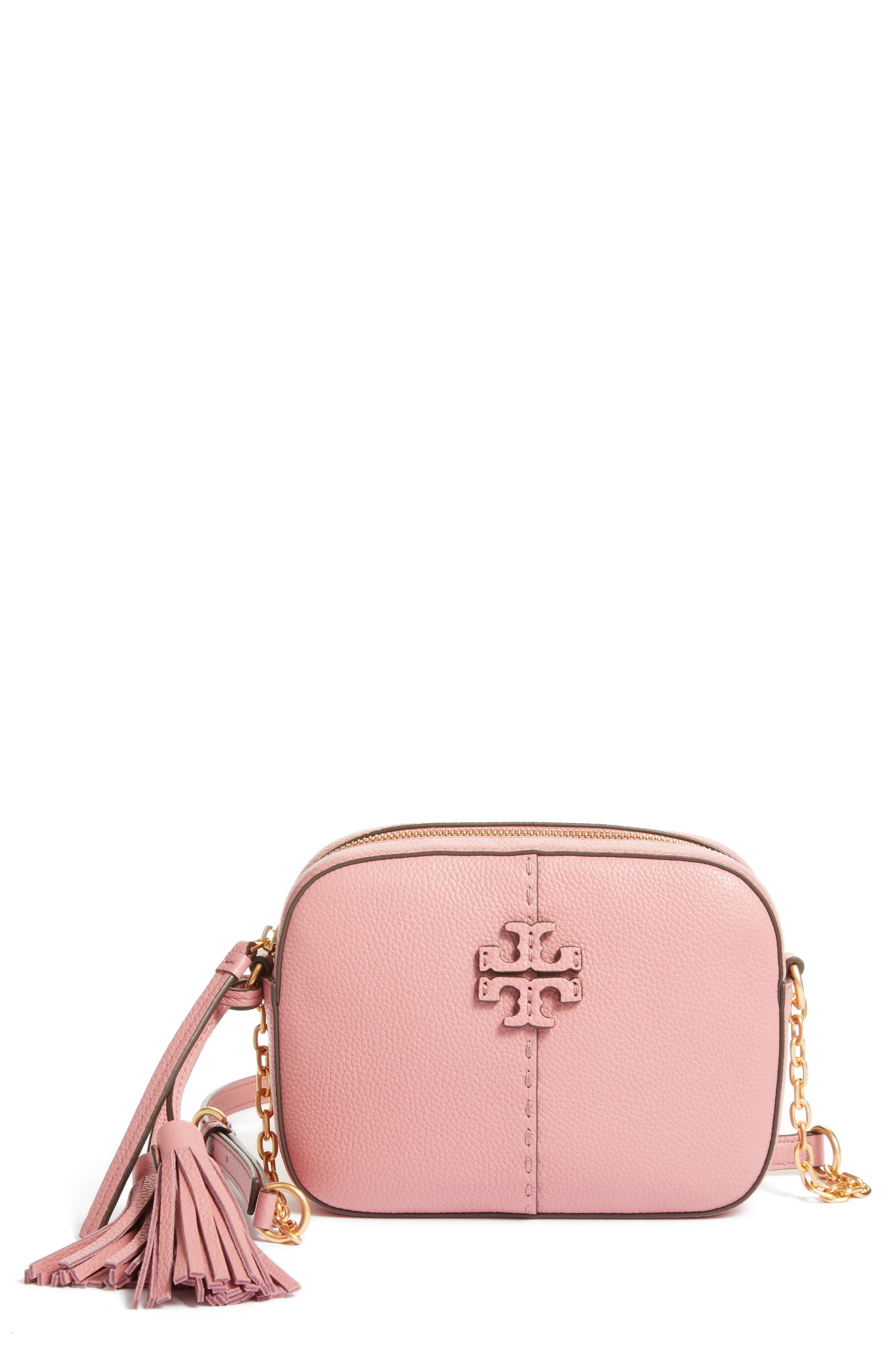 McGraw Leather Camera Bag, Main, color, PINK MAGNOLIA