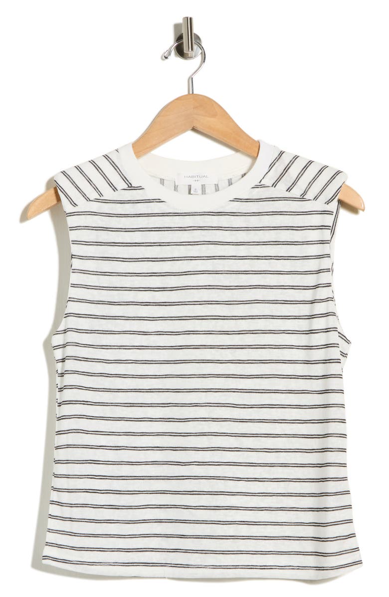 Habitual Shoulder Pad Tank, Main, color, Marshmallow Salute