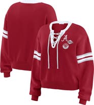 WEAR by Erin Andrews Women's WEAR by Erin Andrews Crimson Alabama Crimson Tide Lace-Up Pullover Sweater