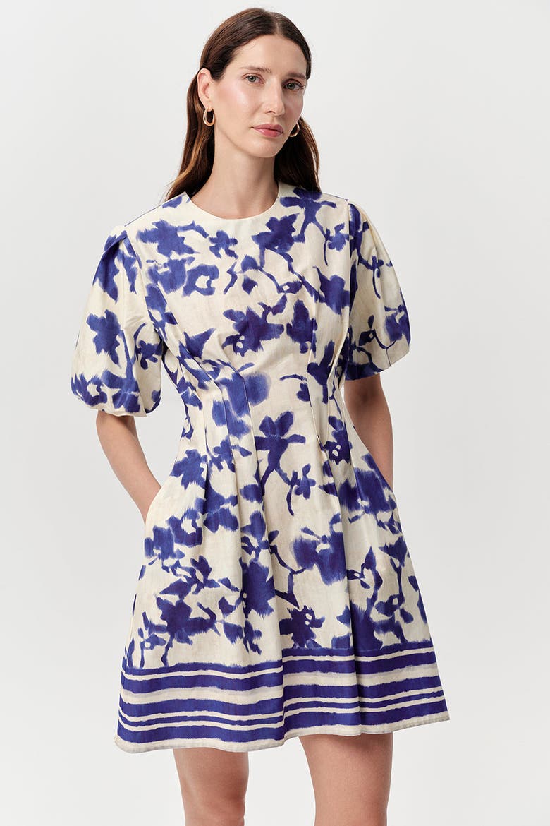 Jadira Puff Sleeve Mini Dress With Pockets, Alternate, color, Sax