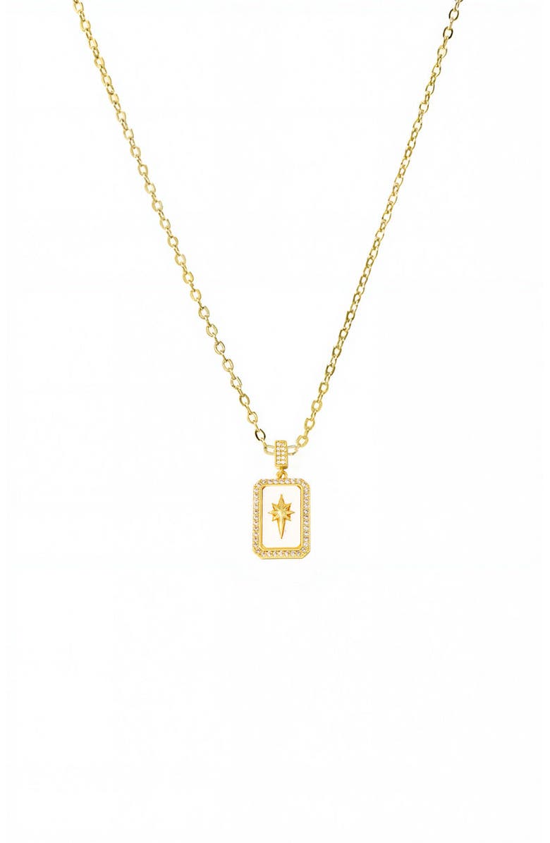 BY ADINA EDEN Pave Elongated Starburst Dog Tag Necklace, Main, color, Mother Of Pearl