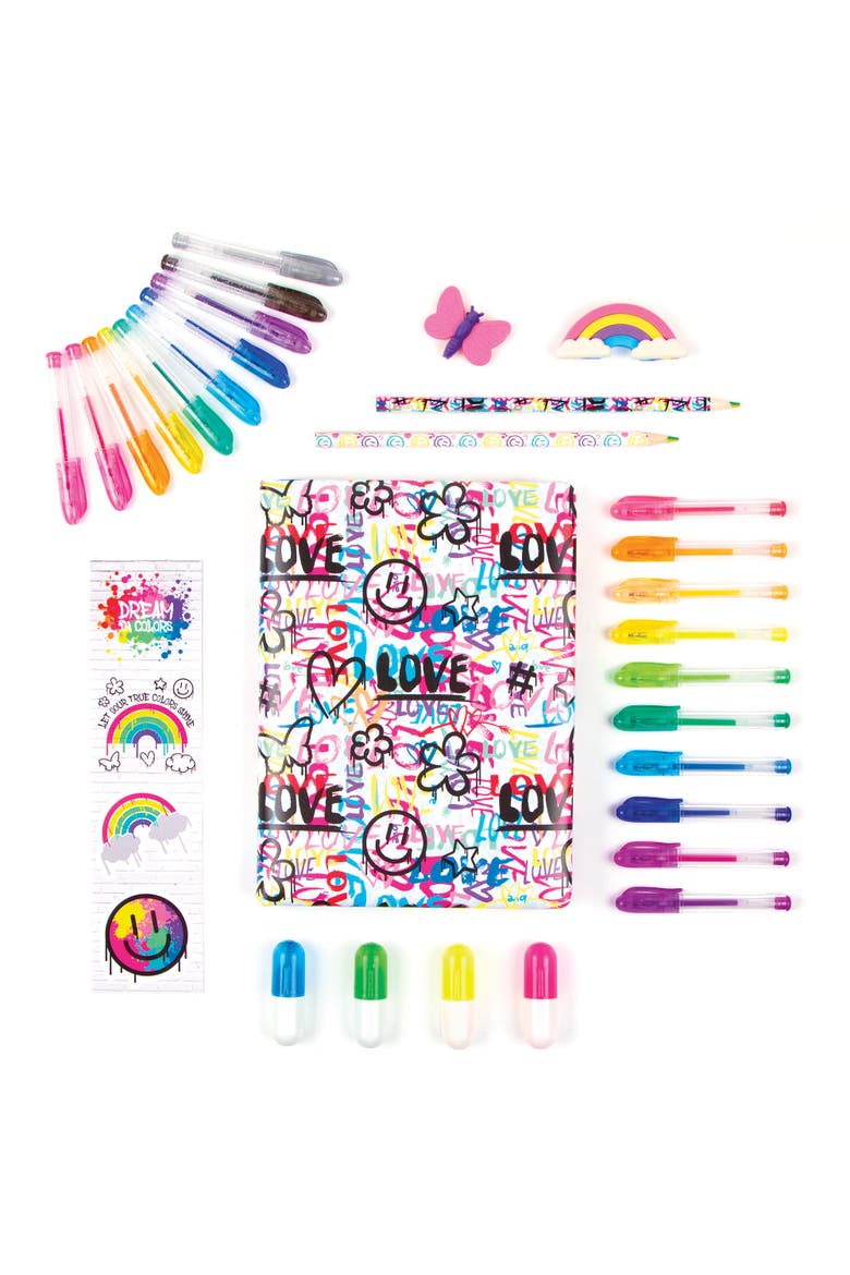 Street Style Stationery Set 30 Piece Set, 160 Page Lined Journal, Alternate, color, Multicolored