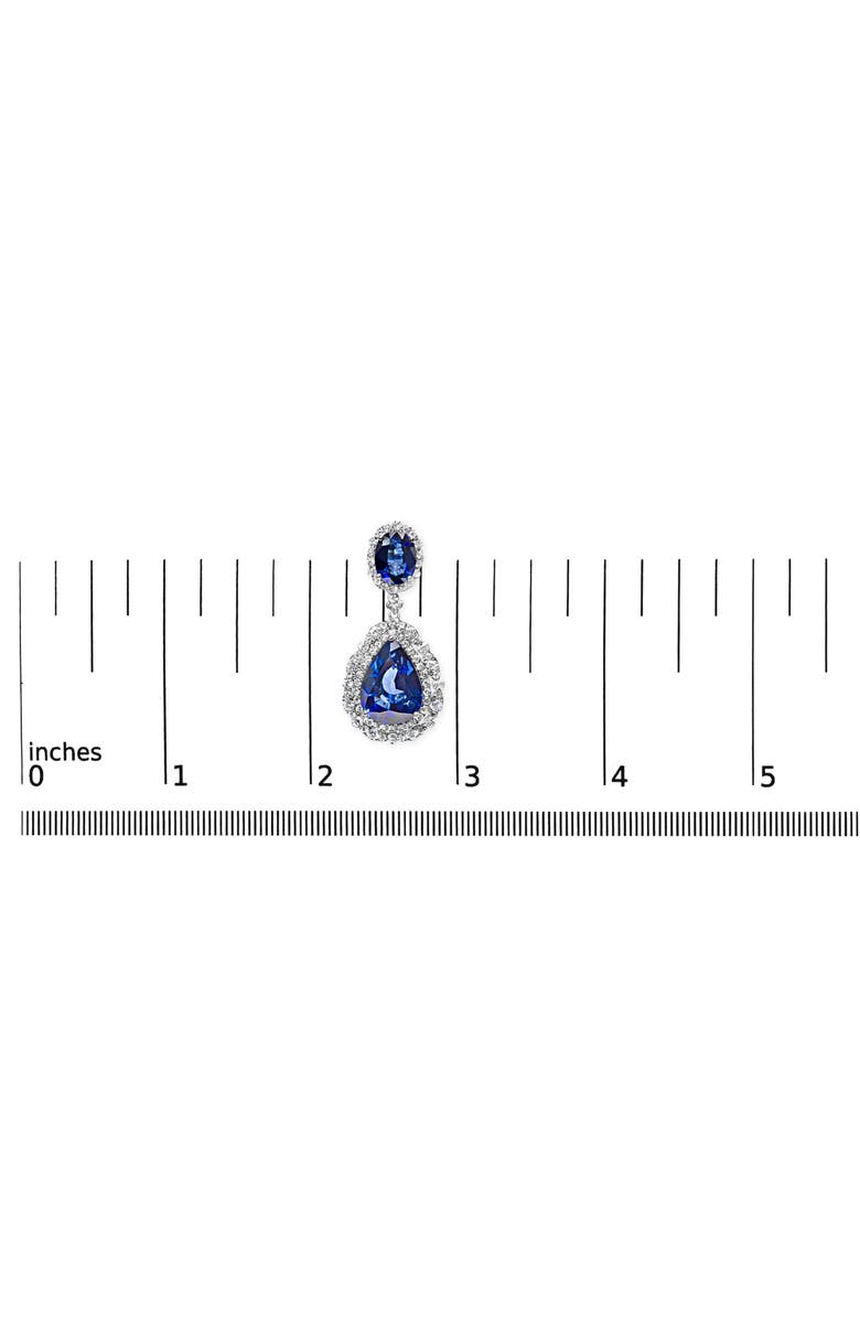 Haus of Brilliance 18K White Gold Blue Sapphire 2 3/4 Cttw Diamond Halo Drop Dangle Earring, Alternate, color, White