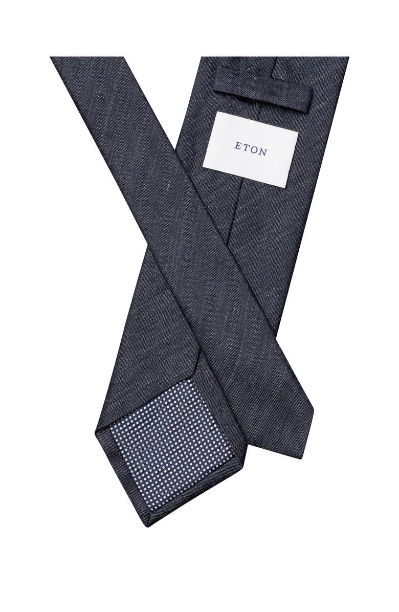 Eton Navy Blue Solid Linen & Silk Tie, Alternate, color, Navy