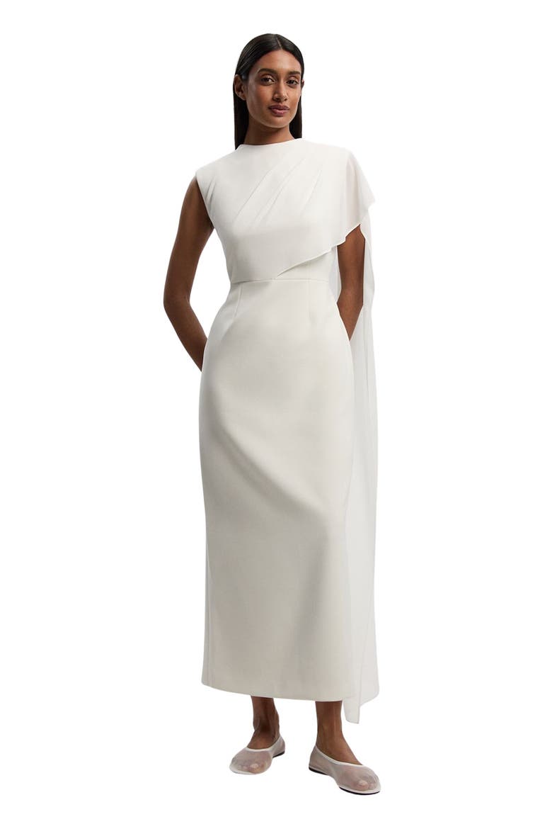 Tailored Cape Drape Maxi Dress, Main, color, Ivory