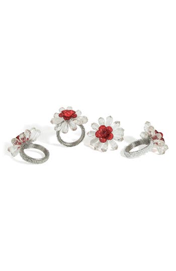 Tiramisu Crimson Radiance Set Of 4 Napkin Rings In White/red