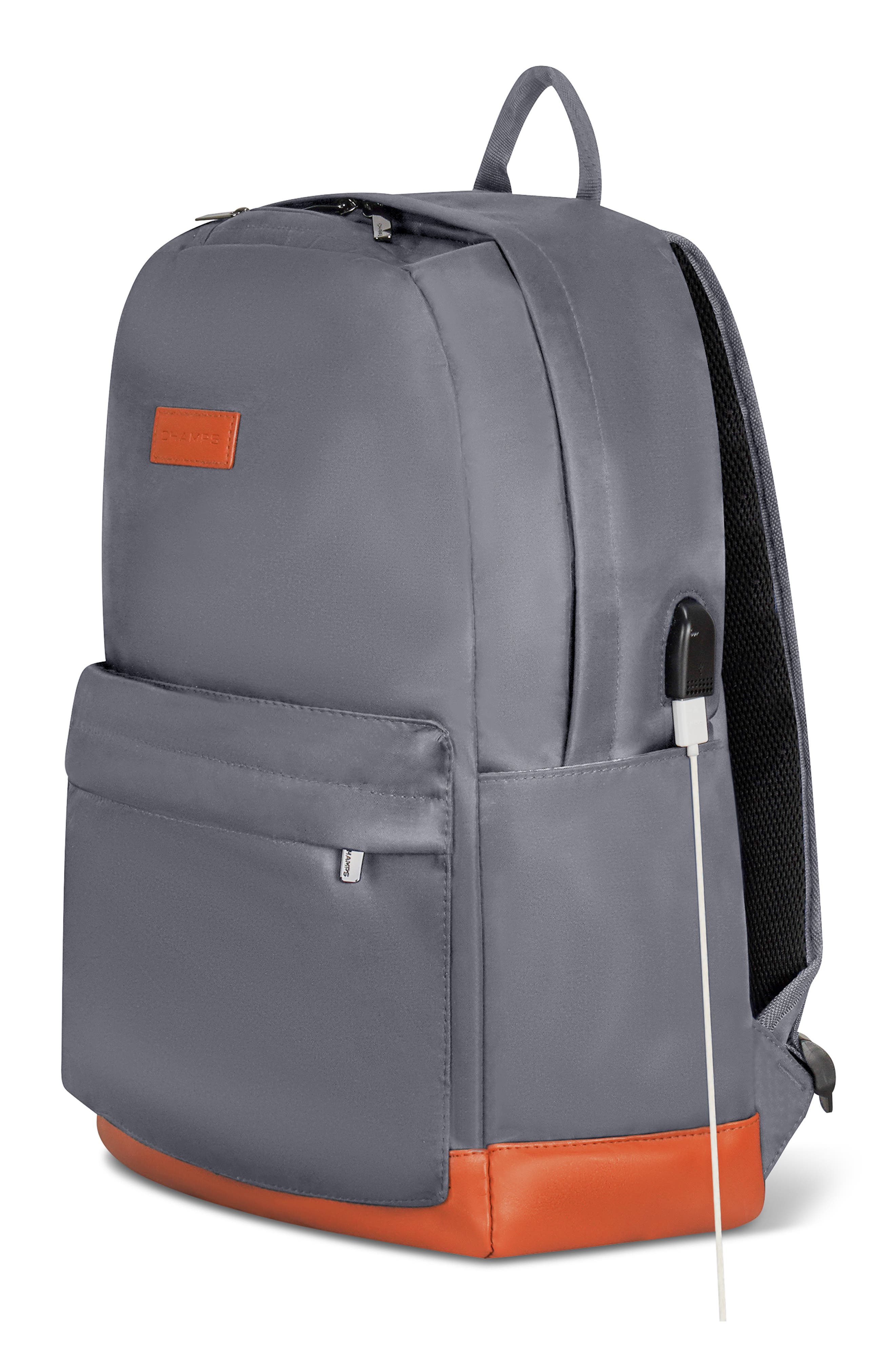 CHAMPS Water Resistant Nylon Backpack, Alternate, color, Grey