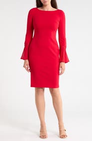 Calvin Klein Bell Sleeve Sheath Dress