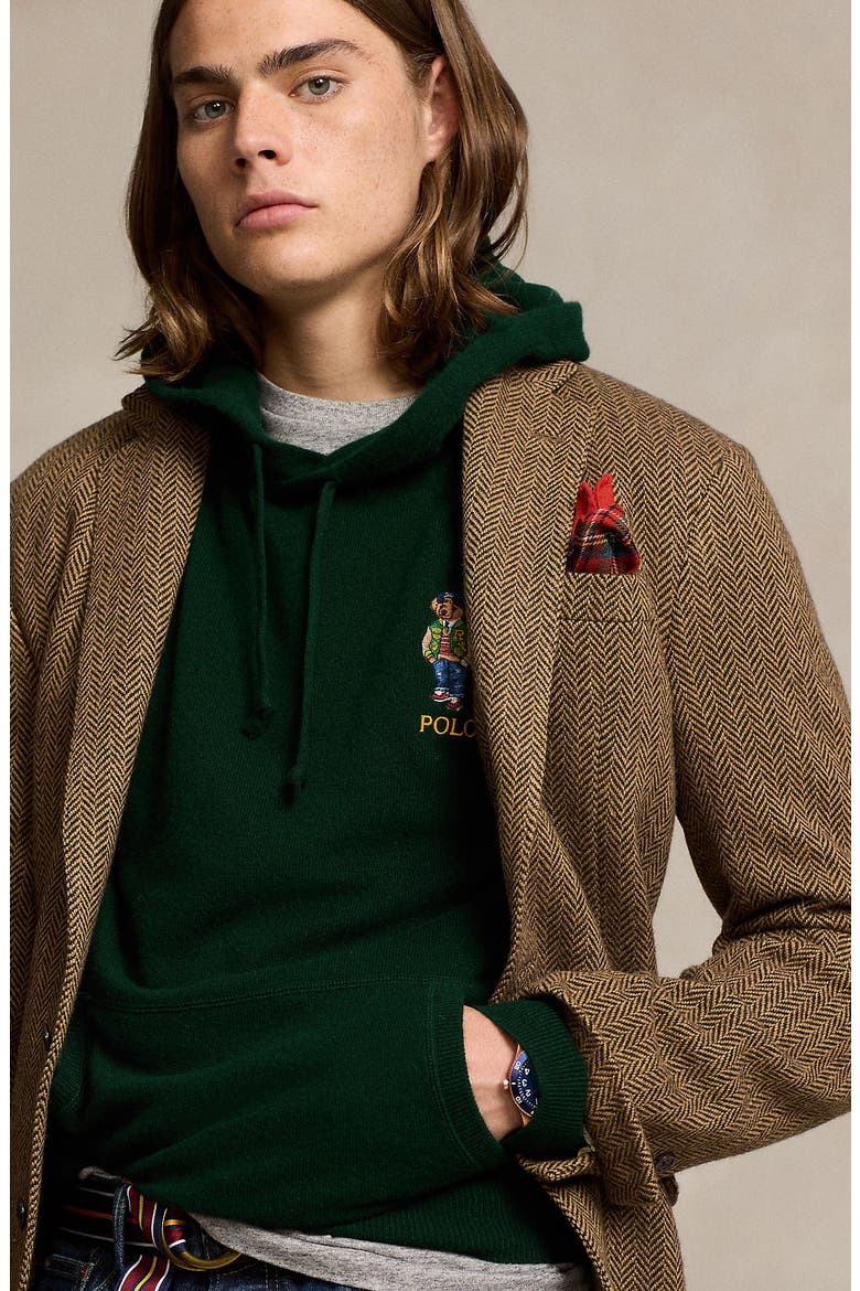 Polo Bear Merino Wool Hoodie Sweater, Alternate, color, MOSS AGATE