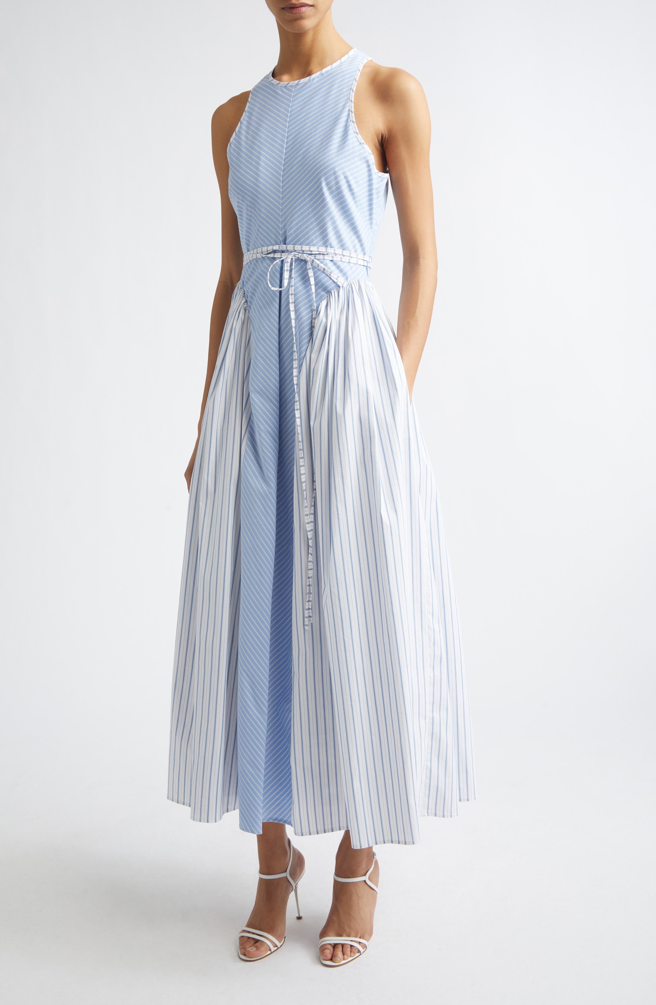 Emin Mixed Stripe Sleeveless Cotton Blend Maxi Dress (Women