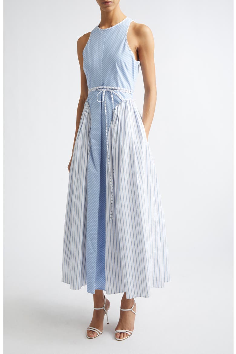 Emin Mixed Stripe Sleeveless Cotton Blend Maxi Dress, Main, color, CORNFLOWER/ WHITE