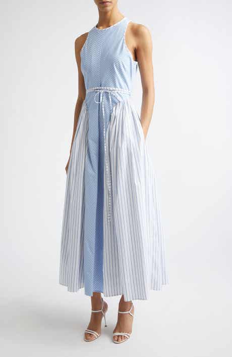 Emin Mixed Stripe Sleeveless Cotton Blend Maxi Dress