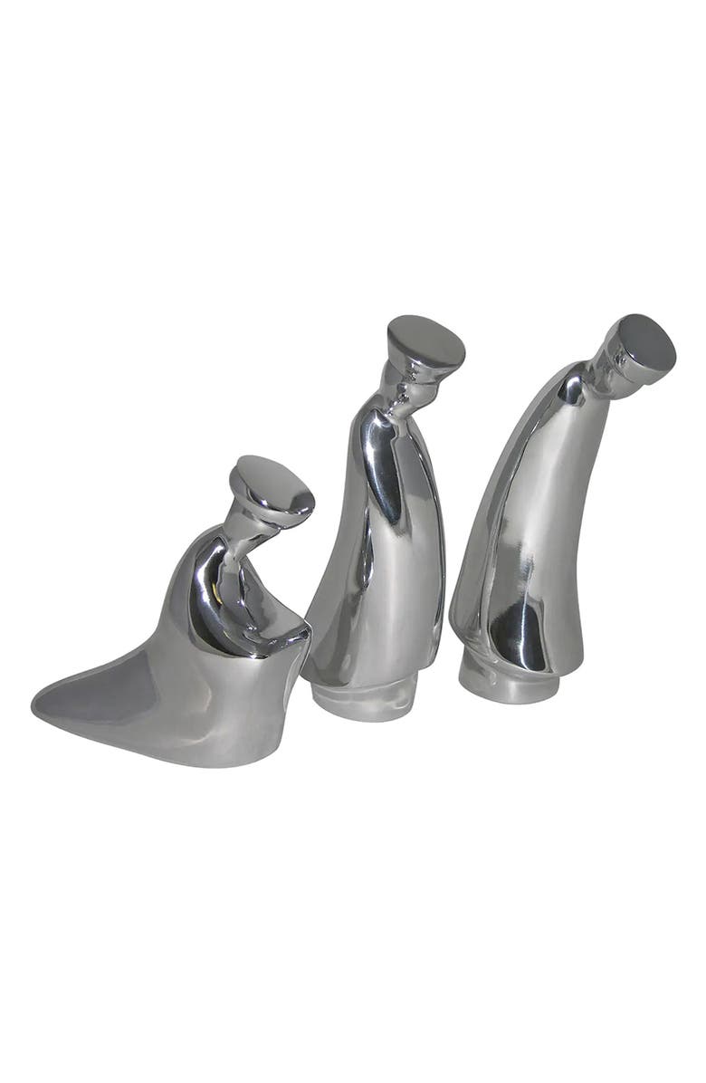 Nambé 'Nativity' Three Wise Men Figurines, Main, color, Silver